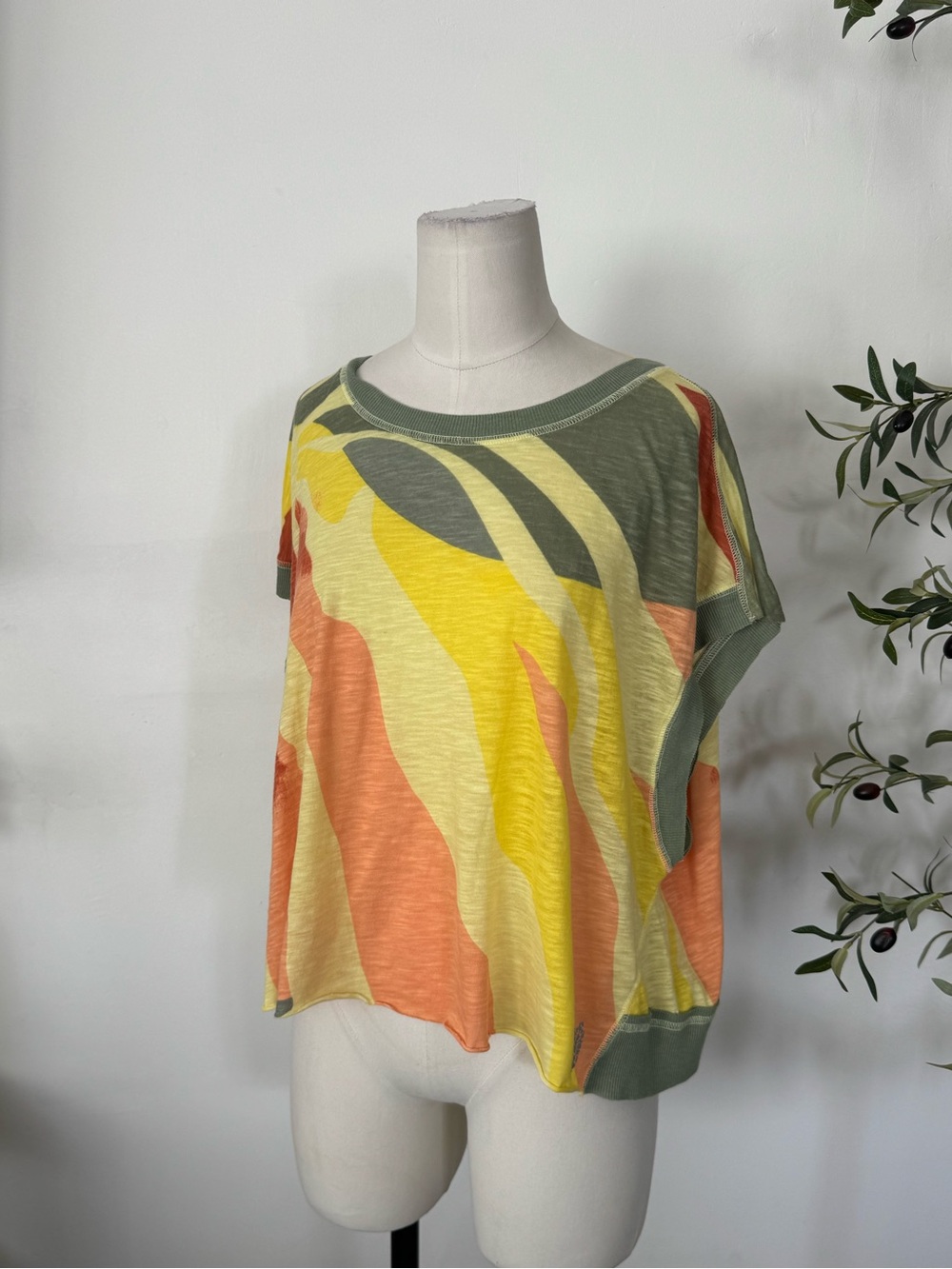 FP Movement My Time Printed Tee Size M Multicolor Oversized Open Back Top